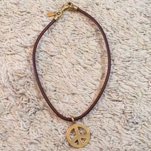 Coach Leather Peace Sign Chocker Necklace